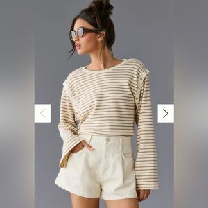 Anthropologie Maeve Slouchy Striped Long-Sleeve Tee